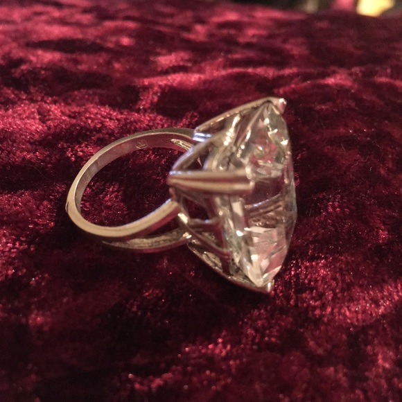 Huge Vintage SS Rock Crystal Quartz Ring 8 - Picture 7 of 10